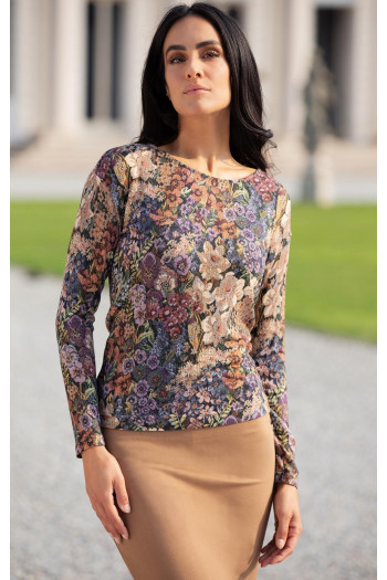 Bluza cu croială lejeră, cu imprimeu floral bogat de tip „Tapestry” [1]