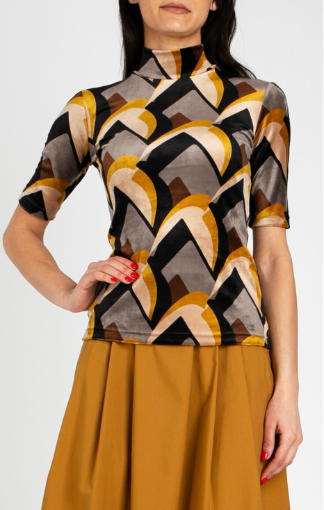 Stretch Velvet Top – Mustard Velvet Retro Art
