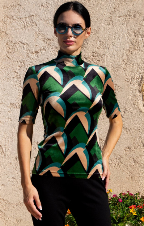 Stretch Velvet Top &ndash; Forest Velvet Retro Art