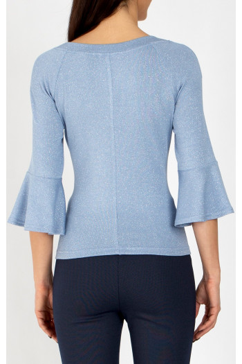 Bluză elegantă în culoarea Pearl Blue cu fire strălucitoare [1]