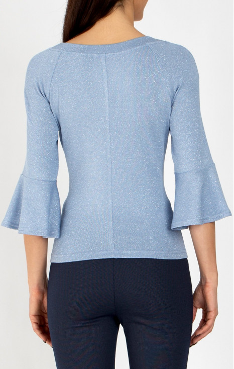 Bluză elegantă în culoarea Pearl Blue cu fire strălucitoare [1]