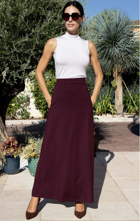 Burgundy Elegance Long Jersey Skirt [1]