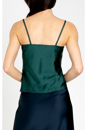 Top elegant din satin, cu bretele subțiri, în culoarea Pine Green [1]