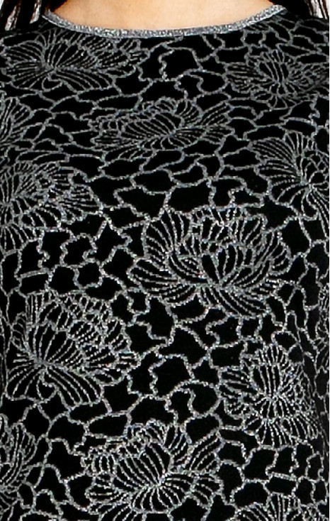 Jacquard Blouse &ndash; Black Silver Floral