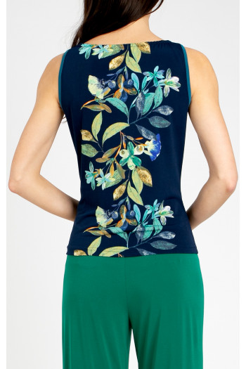 Bluză stilată cu imprimeu floral vertical, în culoarea Evening Blue [1]