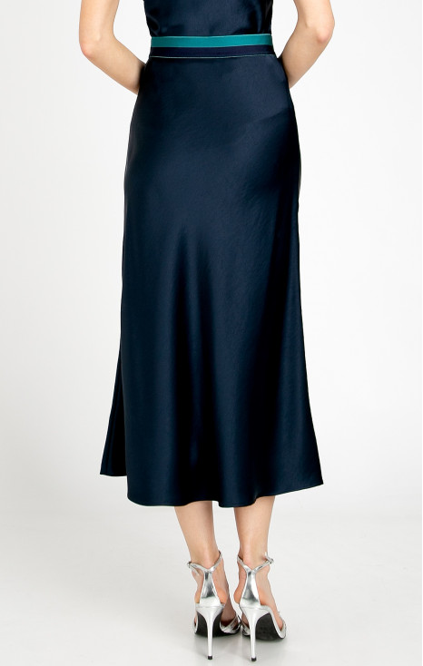 Fustă elegantă din satin, &icirc;n culoarea Evening Blue