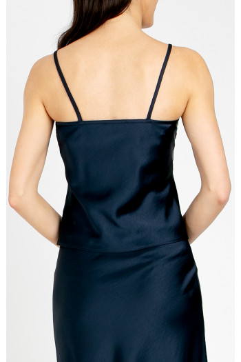 Top elegant din satin, cu bretele subțiri, în culoarea Evening Blue [1]