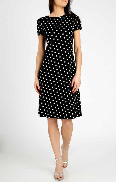 Rochie din jerseu greu de lux cu imprimeu Polka dots