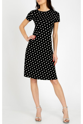 Rochie din jerseu greu de lux cu imprimeu Polka dots