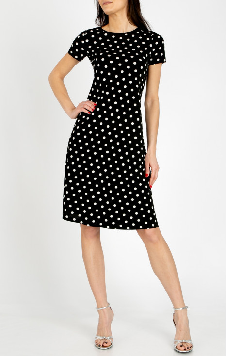 Rochie din jerseu greu de lux cu imprimeu Polka dots