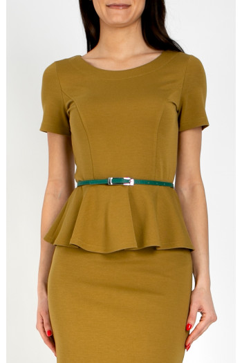 Bluză elegantă cu peplum din tricot ferm în culoarea Bronze Mist