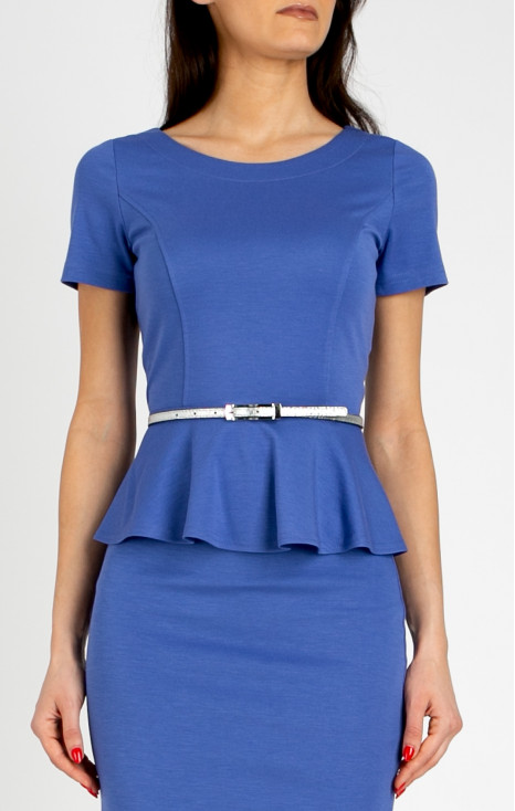 Bluză elegantă cu peplum din tricot elastic &icirc;n culoarea Cornflower Blue