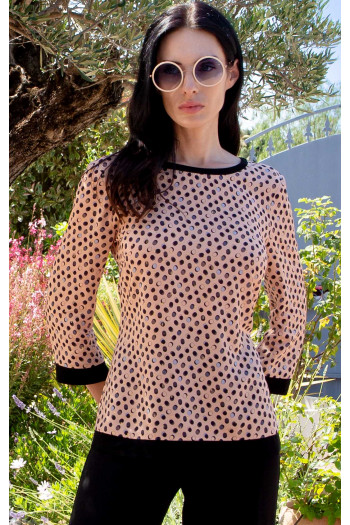 Viscose Top – Peach Beige & Dots