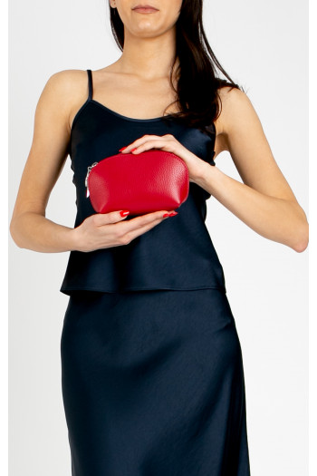 Mini necesar din piele naturală, în culoarea Garnet Red