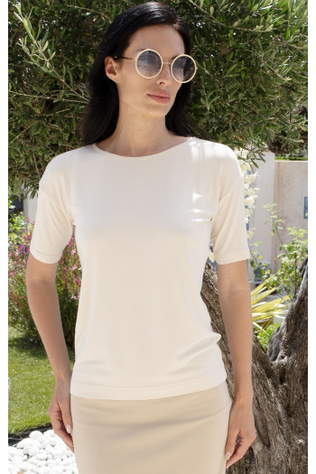 Bluză sport-elegantă cu croială lejeră în culoarea Soft Cream