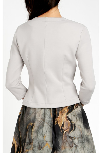 Sacou stilat din tricot dens, cu închidere metalică, în culoarea gri perlat [1]