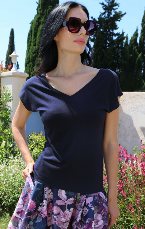 Bluză confortabilă de vară &icirc;n culoarea Deep Indigo