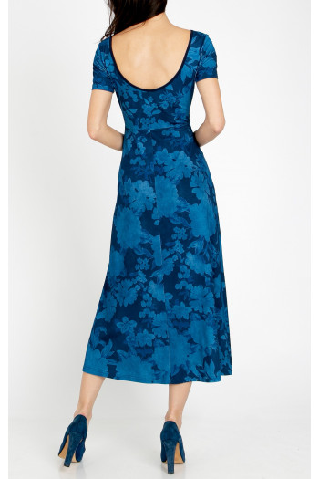Rochie midi elegantă din tricot, cu imprimeu floral și efect denim [1]