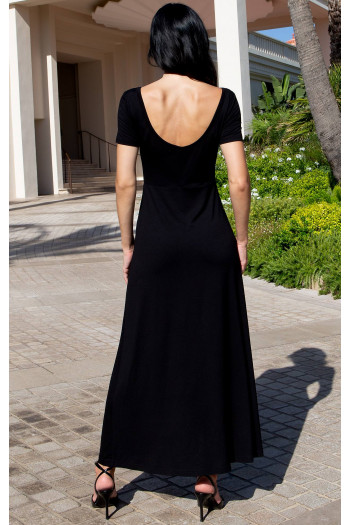 Rochie midi elegantă din tricot, în culoarea neagră, cu logo din cristale Swarovski [1]