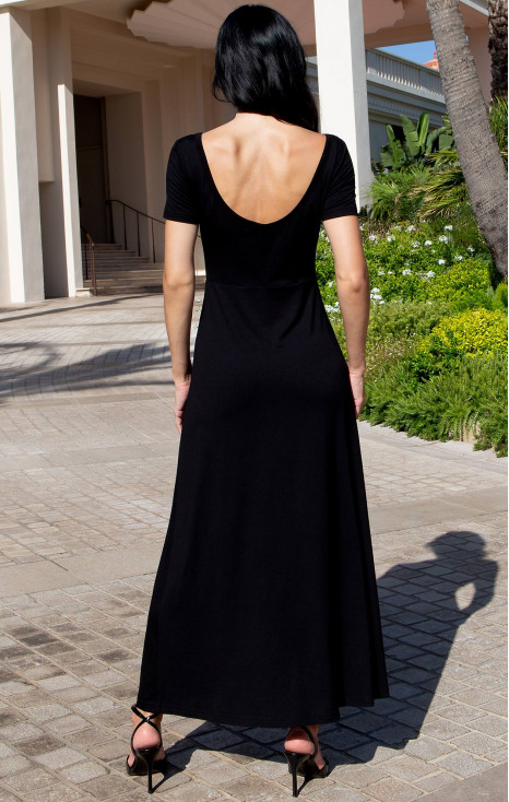 Rochie midi elegantă din tricot, în culoarea neagră, cu logo din cristale Swarovski [1]