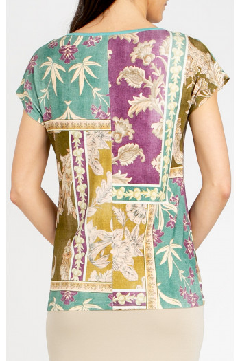 Bluză elegantă cu imprimeu artistic tip patchwork [1]