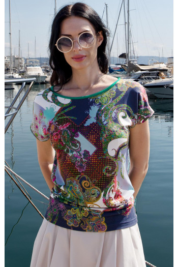 Bluză de vară din tricot cu imprimeu Patchwork Paisley