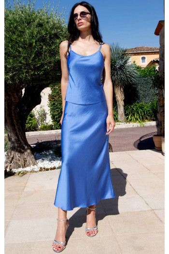 Top elegant cu bretele subțiri din satin, în culoarea Riviera [1]