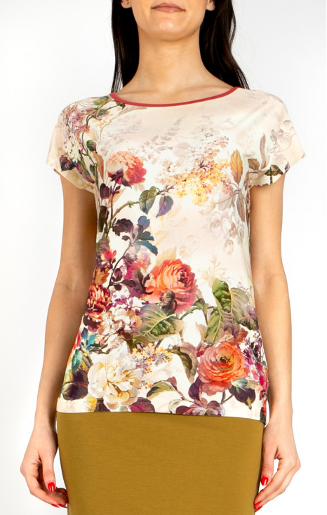 Relaxed Jersey Top &ndash; Floral Symphony Ecru