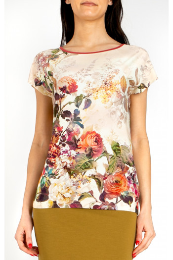 Relaxed Jersey Top – Floral Symphony Ecru