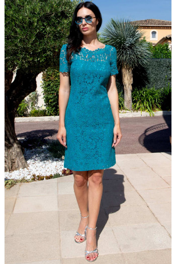 Rochie elegantă din dantelă în culoarea Seaport Blue