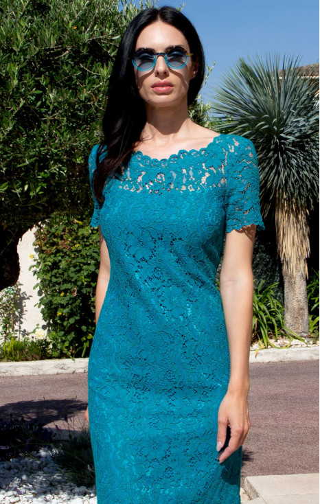 Rochie elegantă din dantelă în culoarea Seaport Blue [1]