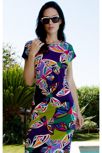 Rochie de vară elegantă din jerseu luxos cu imprimeu Butterfly Kaleidoscope [1]
