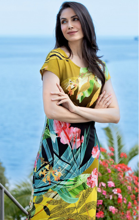 Rochie din jerseu luxos cu imprimeu &bdquo;Summer Bouquet&rdquo;