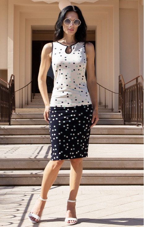 Bluză elegantă cu imprimeu &bdquo;Mint &amp; Navy Dots&rdquo;