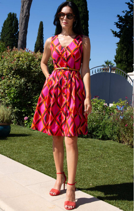 Printed Cotton Dress – Pink Diamond