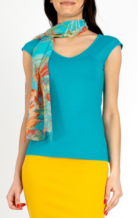 Fitted V-Neck Top &ndash; Caribbean Sea