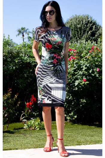 Printed Jersey Dress – Tropical Graphic [1]