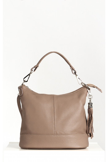 Daphne Leather Bag – Dark Beige