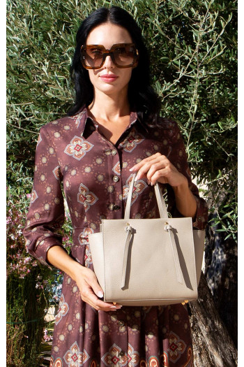 Sesame Knot Genuine Leather Handbag