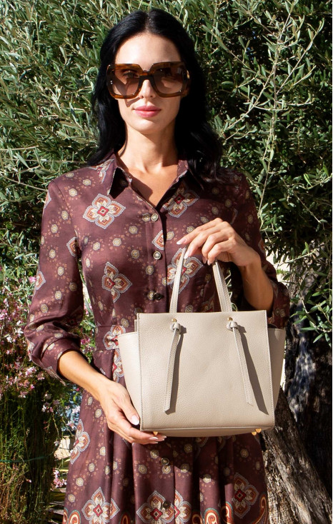 Sesame Knot Genuine Leather Handbag
