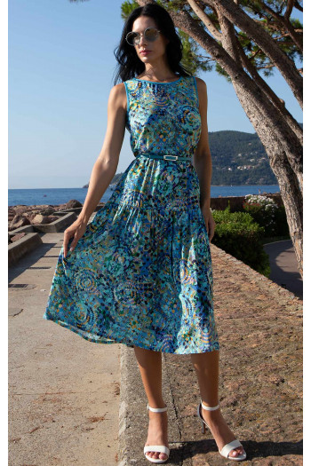 Sleeveless Viscose Midi Dress – Ocean Mandala