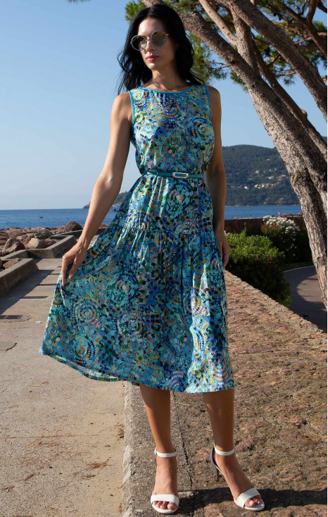 Sleeveless Viscose Midi Dress – Ocean Mandala