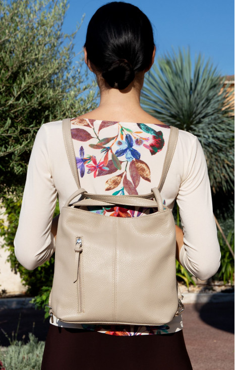 Convertible Leather Backpack – Sesame