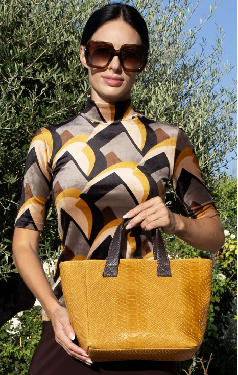 Leather Handbag – Mustard Dragon