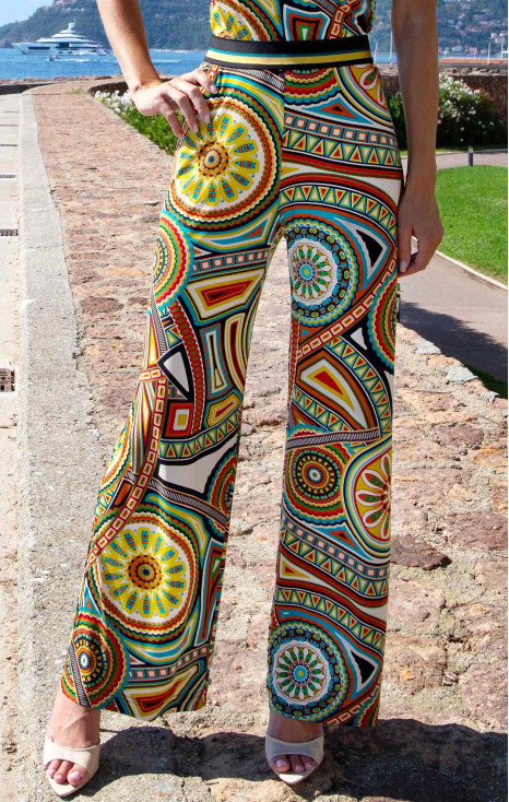 Wide-Leg Jersey Trousers &ndash; Gold Kaleidoscope Dreams