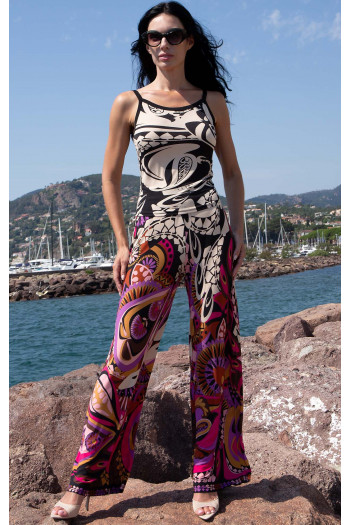Wide-Leg Jersey Trousers – Pink Berry Paisley [1]
