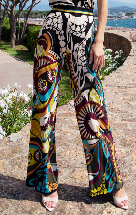 Wide-Leg Jersey Trousers &ndash; Earth Paisley