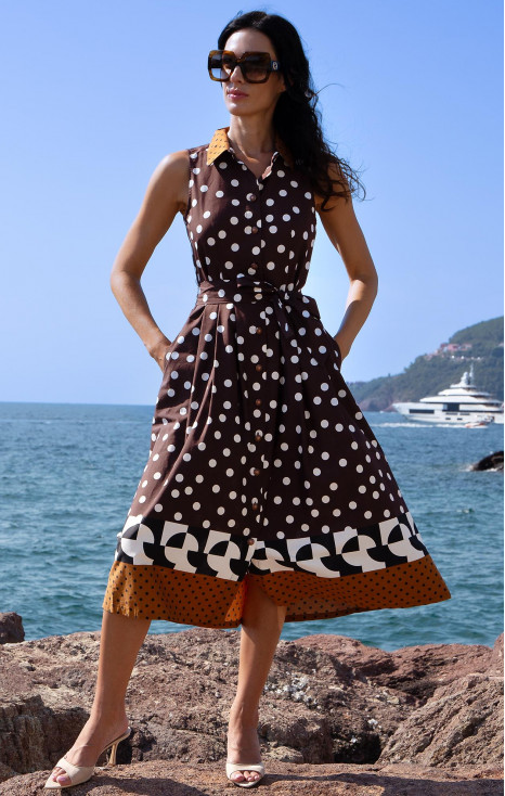 Cotton Shirt Dress &ndash; Chocolate Polka &amp; Graphic