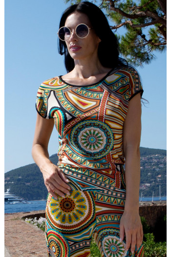 Relaxed Jersey Top – Gold Kaleidoscope Dreams