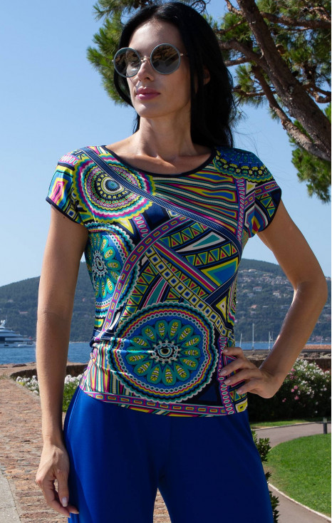 Relaxed Jersey Top &ndash; Blue Kaleidoscope Dreams